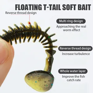 Lushzer 68 cái/bộ câu cá lure Kit mềm nhựa giun móc xoay Brass Bullet sinkers Texas Rig Carolina Rig Set Bass cá hồi - Product Image 3