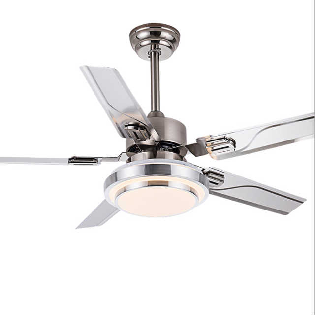 Modern 1.06m Diameter LED Ceiling Fan with Light 5 Blades & Remote Control 220V Stainless Steel Design