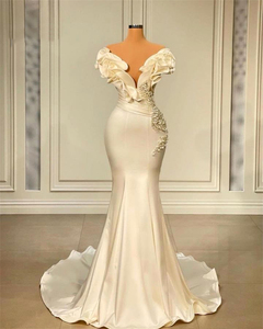 Vestidos de Novia de Diseñador a Precio de Fábrica, Vestidos de Novia con Cuello en V, Perlas, Volantes, Elegantes - Product Image 2