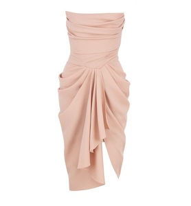 Robe corset sexy sans bretelles en satin et sable fendu Robes d'été froncées serrées pour dames - Product Image 6