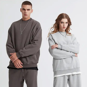 Sweat-shirt à col rond surdimensionné uni en polaire lourd 360GSM personnalisé AR2360 à manches longues pour unisexe pour l'automne - Product Image 3