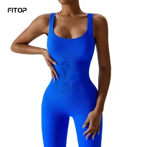 Square neckline spandex one piece yoga shorts jumpsuit seamless bodycon for women