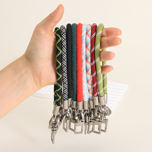 High-End Nylon Phone Lanyard Latest Custom Logo Durable Polyester Colored Rope Keychain Mobile Phone Hand-Woven Wrist Strap