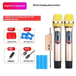 Microphone portable haute fidélité rechargeable sans fil U-Disk karaoké cardioïde édition phare pour usage domestique - Product Image 6