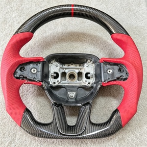 Volante de Fibra de Carbono Auténtica para <span class=keywords><strong>Dodge</strong></span> Charger <span class=keywords><strong>Challenger</strong></span> SRT <span class=keywords><strong>2021</strong></span> 2022 2023 2019 2020, Volante de Cuero Rojo para Automóvil - Product Image 1