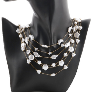 Collier de perles artificielles blanches irrégulières en forme d'étoile baroque, chaîne dorée, accessoires de bijoux DIY, unisexe, à porter au quotidien - Product Image 5