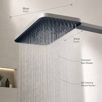 En gros Ensemble de douche gris pour appartement et hôtel, Robinet thermostatique, Jet pluie doux et fonction pause, Ensemble complet pour salle de bain avec commande à touches piano