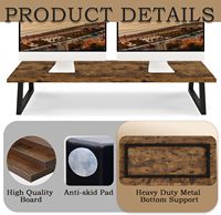 Support pour double moniteur de 31,5 pouces, support de rangement de bureau en bois, design classique renforcé en acier, peut organiser le bureau pour le bureau à domicile