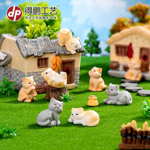 Figuras de Gatos en Miniatura de Resina, Decoración de Interiores, Juego de Adornos de Escritorio - Product Image 1