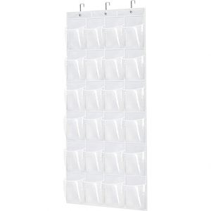 4-<b>hook</b> 24-compartment Transparent Storage Bag Behind the Door Non-woven Six-layer <b>Shoe</b> Buggy Bag Storage Bag PVC Storage Bag - Product Image 4
