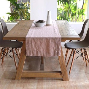 Modern Home 100% Linen <strong>Long</strong> Pink <strong>Table</strong> <strong>Runner</strong> for Wedding - Product Image 2