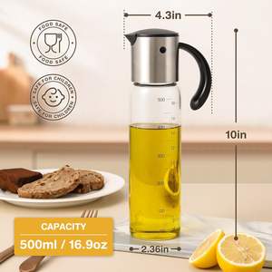 Dispensador de Aceite y Vinagre de Vidrio para Cocina, Diseño Red Dot, Automático, por Gravedad, para Ensaladas, 500 ml - Product Image 4