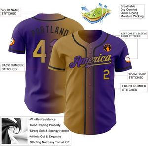 Jersey de béisbol degradado personalizado, uniforme deportivo transpirable con número de nombre y logotipo personalizado para hombres, mujeres y jóvenes - Product Image 1