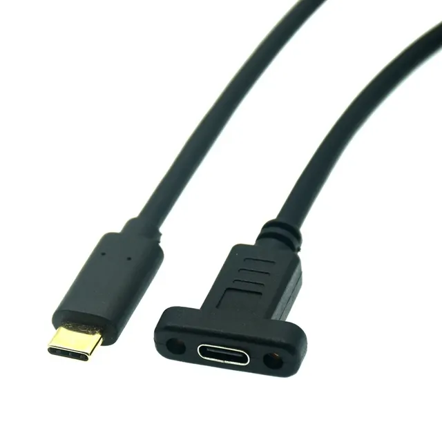 USB Type C Extension Cable USB 3.1 Data Video Cable USB-C Male to Female Extender Cord Connector with Screw Panel Mount Shielde