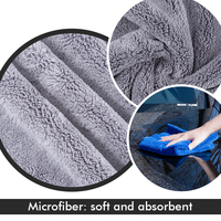 Serviette de séchage pour voiture en microfibre tissée de qualité supérieure, douce et moelleuse, 800 g/m², séchage rapide, haute absorption, en tissu corail