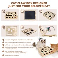 Mainan Kucing Interaktif Ramah Lingkungan, Kotak Pengasah Kuku Kucing, Puzzle Goresan Kucing dari Kayu dengan Amplas, Hadiah Natal dan Thanksgiving