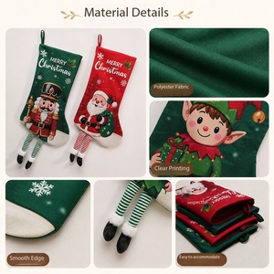 <span class=keywords><strong>Chaussettes</strong></span> <span class=keywords><strong>de</strong></span> Noël Harmony 3D Leg Design avec imprimé Père Noël, elfe, casse-noisette et pain d'épices, <span class=keywords><strong>chaussettes</strong></span> cadeaux <span class=keywords><strong>de</strong></span> Noël en velours - Product Image 3