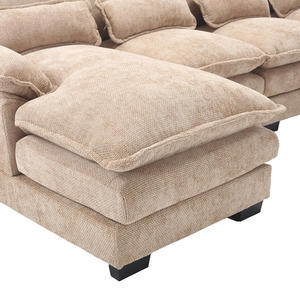 Ensemble de canapés en U de luxe moderne italien, en tissu velours léger de style nordique, design épuré pour la maison, le salon, l'appartement, les hôtels et les centres commerciaux - Product Image 4