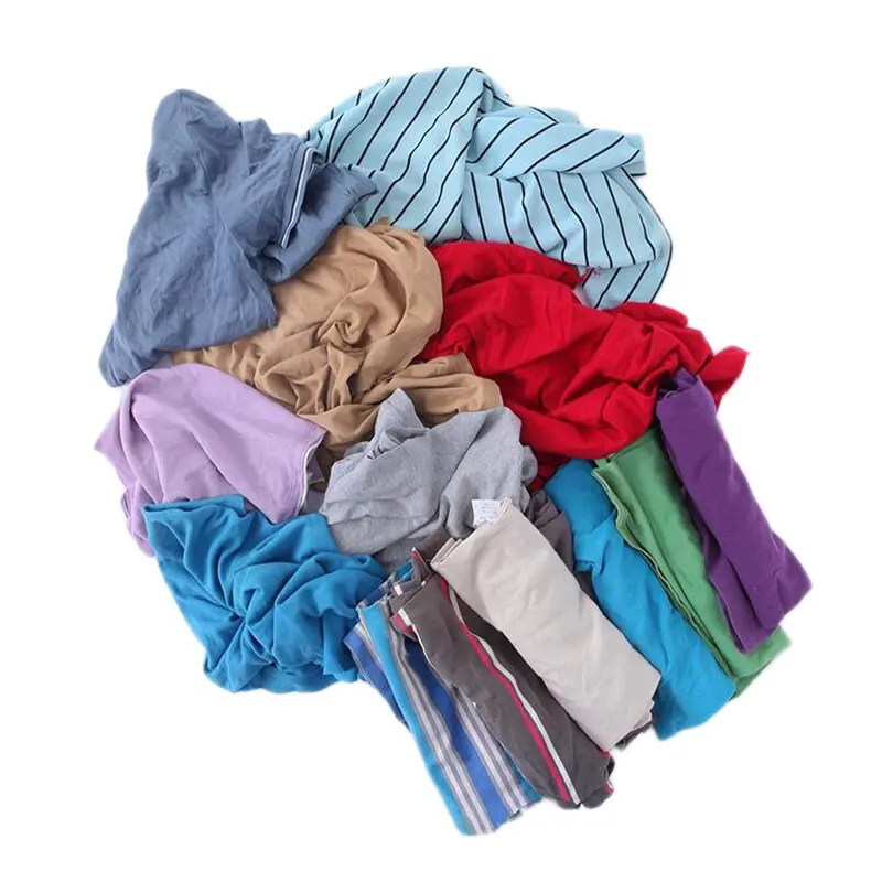 Chiffons d'essuyage industriels, 10kg, couleur recyclée, 100% coton, nettoyage, tissu en coton, T-shirt foncé, chiffons en coton