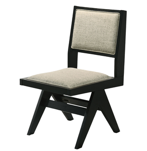 5pc Black Wooden <b>Dining</b> Set with Gray Upholstery Tempered Wood <b>Top</b> <b>Table</b> Chairs 48" Round Apartment-Friendly - Product Image 6