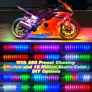 14PCS Bluetooth Underglow For Motorcycle APP Remote Control Neon Lights LED Strip Lights For Motorcycle Decoration Accent