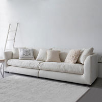 Leicht Luxuriöses Weißes Stoff-Sofa Formgebendes Sektionalsofa Modernes Design Wohnzimmer Modulare Sofagarnitur Möbel mit Holzrahmen