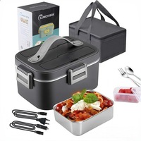 Boîte à lunch auto-chauffante grande capacité, portable, 2-en-1, électrique, 12v/24v/110v/220v