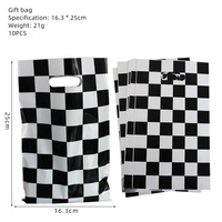 Nouveau Guirlande de fanions triangulaires jetables en papier, motif drapeau de course noir et blanc à carreaux, pour décoration de fête et sacs cadeaux, pour l'exportation