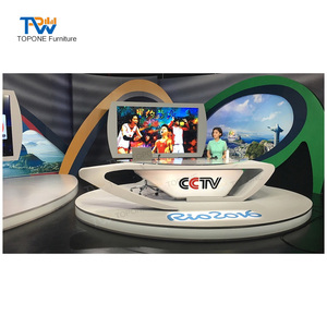 Muebles de Diseño Moderno para Podcast, Mesa de Estudio para Estación de TV, Escritorio de <span class=keywords><strong>Noticias</strong></span> de Transmisión - Product Image 4