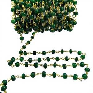 Chaîne de chapelet en laiton plaqué émeraude, taille 4-5 mm, par pied - Product Image 1
