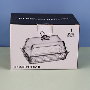 Plateau en <span class=keywords><strong>verre</strong></span> de stockage <span class=keywords><strong>rectangulaire</strong></span> transparent créatif, beurrier/boîte à graisse texturée domestique et plaque anti-poussière. - Product Image 6