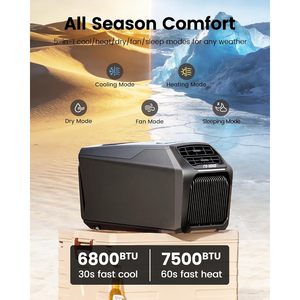 Aire acondicionado portátil Fo-Blood de 6800 Btu, unidad de refrigeración y calefacción 5 en 1 silenciosa para tiendas de campaña con control remoto - Product Image 3