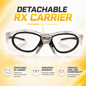 Lunettes de sécurité ANSI Z87.1 en polycarbonate, design monobloc, verres anti-rayures/anti-buée, insert <span class=keywords><strong>RX</strong></span> amovible, protection enveloppante - Product Image 1