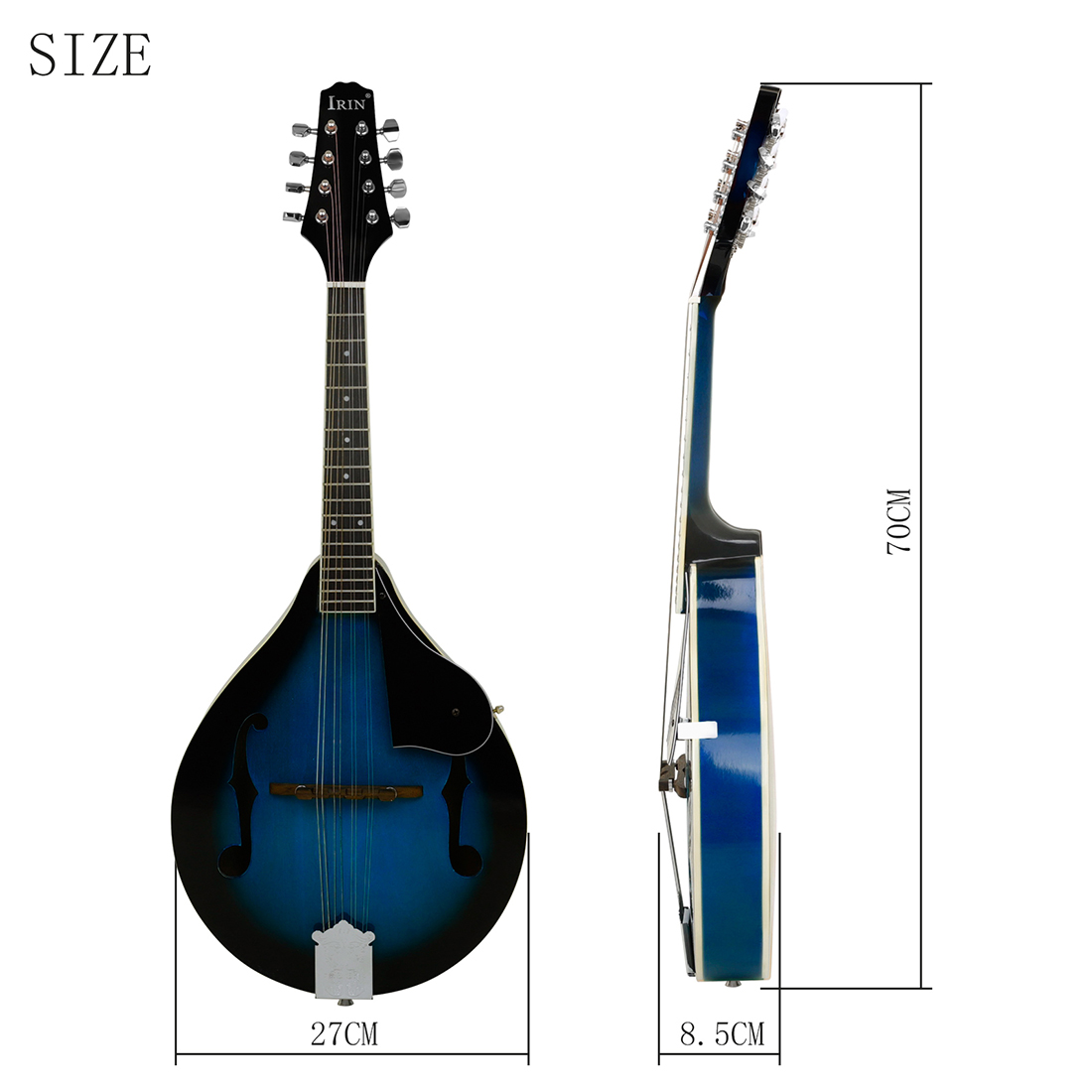 Wholesale IRIN Blue 8-String Mandolin Instrument for Beginner