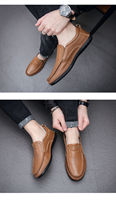 Chaussures décontractées plates en cuir PU pour homme avec semelle extérieure en caoutchouc, mocassins en cuir pour la marche et la conduite