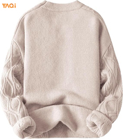 Jersey de punto de cable de gran tamaño OEM personalizado Vintage 90s coreano pesado cuello redondo tejido Casual invierno manga larga Top de mujer