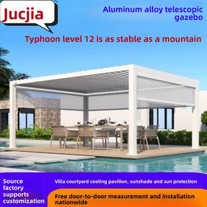 Pergola motorisée extérieure en alliage d'aluminium avec stores orientables, auvent motorisé, pour cour, jardin, véranda, villa moderne, grand pavillon, gris - Product Image 2