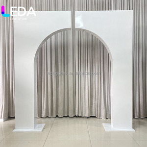 LEDA White Metal Wedding Arch 3D Floral Archway <b>Backdrop</b> <b>Stand</b> For Ceremony Party & Event Decoration Wholesale Factory Supply - Product Image 1