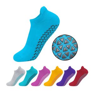 Unisex Pilates Socks Ankle Mesh Breathable – Grip Anti-Slip Yoga Socks <b>Cushion</b> Terry Sports Socks for Men Women - Product Image 3