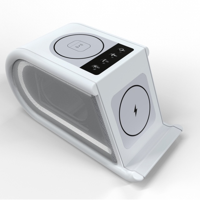 5 in 1 Multi-function 15W Fast Charger for 5.0 Speaker with Wireless Phone Charger 7-color Lamp & Holder