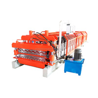 Machine de formage à froid de double couche pour toitures en acier, contrôlée par PLC
