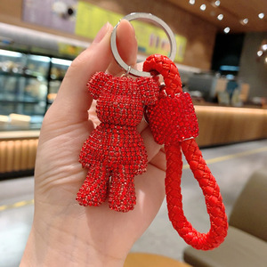 Venta al por mayor llavero completo de diamantes de imitación diamante dibujos animados oso personalizado diamante llavero brillo diamantes de imitación oso llavero - Product Image 2