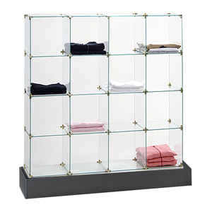 KEWAY Modern Frameless Glass <strong>Cube</strong> <strong>Display</strong> Showcase Round Tempered Glass <strong>Cases</strong> for Cubbies <strong>Display</strong> with Connectors - Product Image 3
