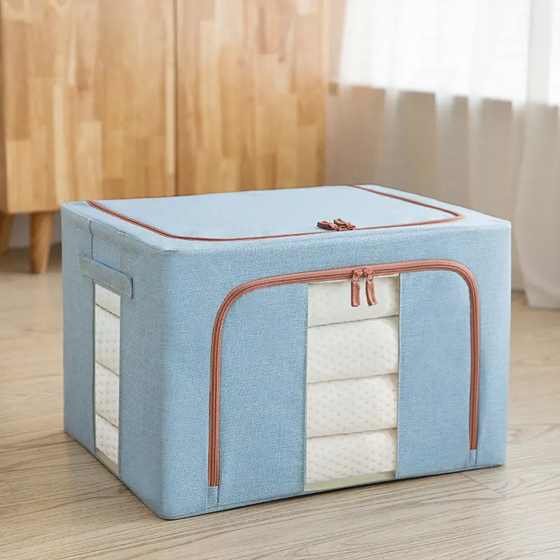 24L/66L/100L wardrobe foldable cloth storage organizer bag large capacity waterproof oxford steel frame Clothes storage box