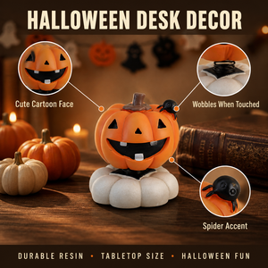Decorazione Halloween Ornamento Resina Fantasma Zucca Teschio Lapide Rotante Statuetta Tavolo Casa Festa Scrivania - Product Image 3