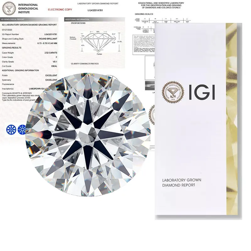 Groothandel Gia Igi Certificaat Wit Real Cvd Lab Geteeld Diamant 0.5-3 Karaat Hpht Lab Gemaakt Ronde Synthetische Losse Diamanten Prijs