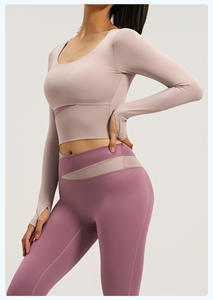 Traje de Yoga y Pilates para Mujer, Ecológico, Transpirable, de Secado Rápido, con Estampado de Bloques de Color, Spandex/Poliéster, Corte Ajustado, para Fitness y Running - Product Image 6