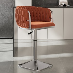 Tabourets de bar modernes en métal nordique de luxe en velours doré, <span class=keywords><strong>chaise</strong></span> pivotante <span class=keywords><strong>haute</strong></span> pour la salle à manger et le hall, meubles de <span class=keywords><strong>cuisine</strong></span> avec table - Product Image 6