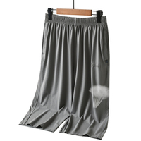 Culotte d'été décontractée pour homme Short de survêtement élastique en nylon spandex à sept points Bermuda respirant noir gris avec taille moyenne