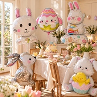 Ballons en aluminium en gros motif lapin de dessin animé pour Pâques, décoration de fête d'anniversaire, cadeaux animaux, fournitures de célébration en vrac